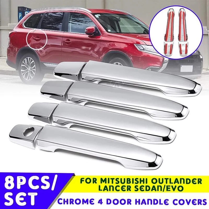 

ABS Chrome Side Door Handle Cover Trim 8Pcs For Mitsubishi Outlander Lancer Sedan Evo Sport RVR ASX 2008-2014