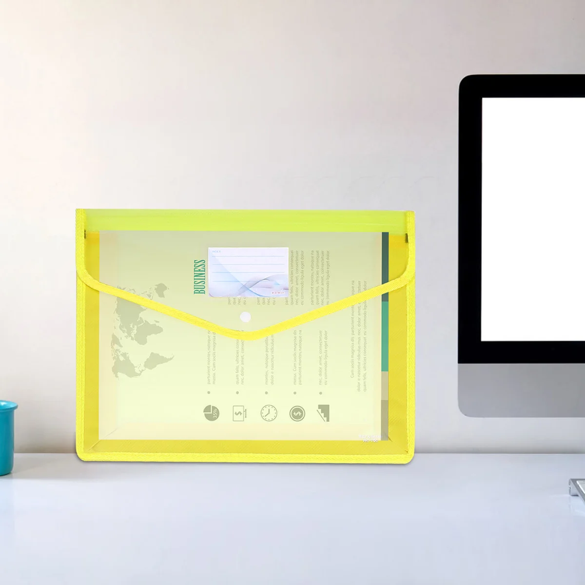 3Pcs A4 Document Folder Waterproof PVC File Holder Clear Snap Button Closure Lightweight Tear Proof Storage for Office Business