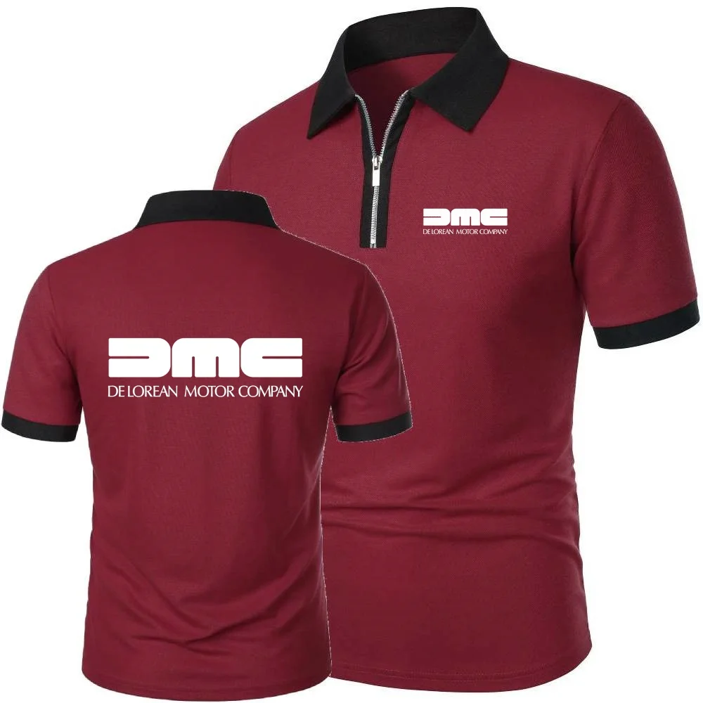 Klassische DMC DeLorean Poloshirts Radfahren Fitness Sportlich Reißverschluss Revers Tops T-Shirt Jugend Atmungsaktives Kurzarmshirt Herren POLOS