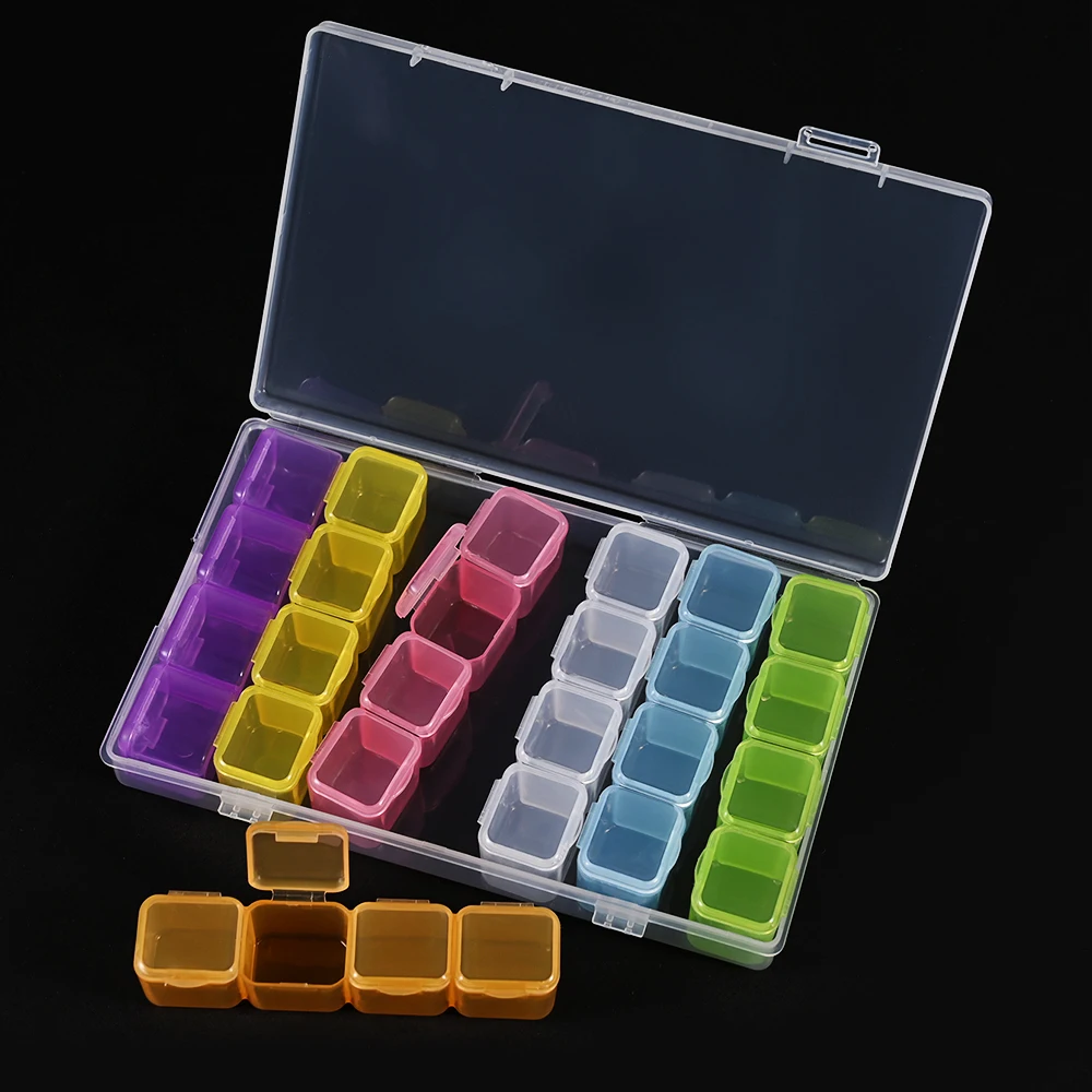28 Grid Jewelry Box Nail Art Storage Parts Box Acrylic Texture Classic Timeless Detachable Lightweight Practical Nail Art Tools*