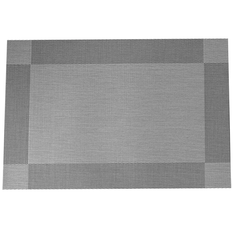 مجموعة مفارش أطباق باللون الرمادي الفضي مكونة من 6 سجادات مكان مقاومة للحرارة وغير قابلة للانزلاق لطاولة الطعام قابلة للغسل ومتينة من الفينيل المنسوج من الفينيل
