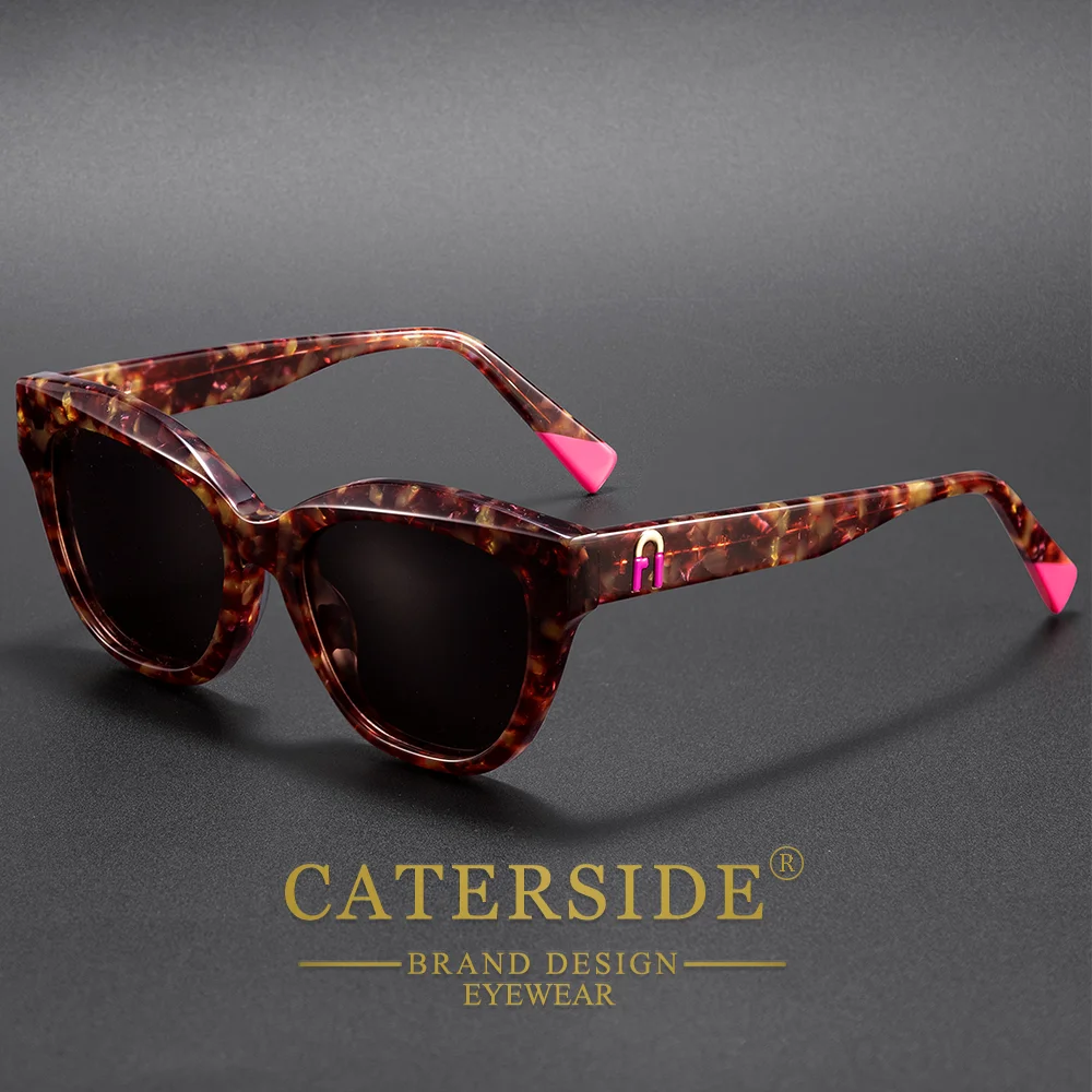 CATERSIDE Unisex Mode Polarisierte Sonnenbrille Acetatfaser Dicker Rahmen Reise Business Party Luxus Dekorative Brille UV400 – Detail 1