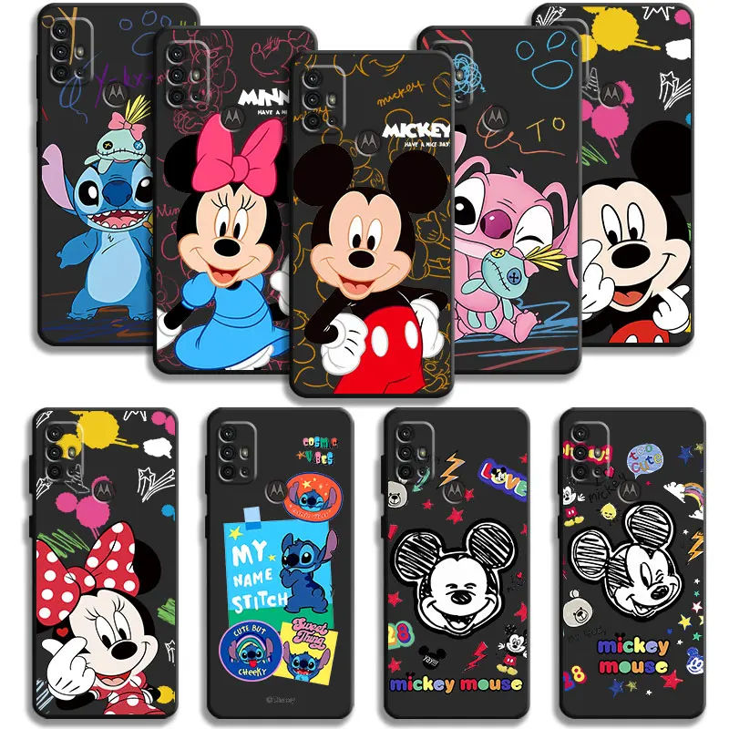 Case For Motorola Edge 40 30 20 Lite G72 G71 G60 G53 G52 G50 G51 G31 G30 G22 One Fusion Plus Disney Mickey Minnie Stitch Angel