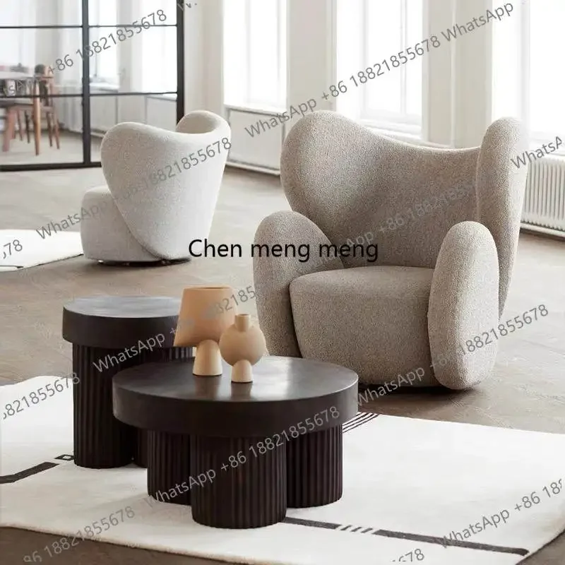 New arrive Nordic simple fabric single sofa chair designer lambswool fabric sofa simple modern upholstery chair
