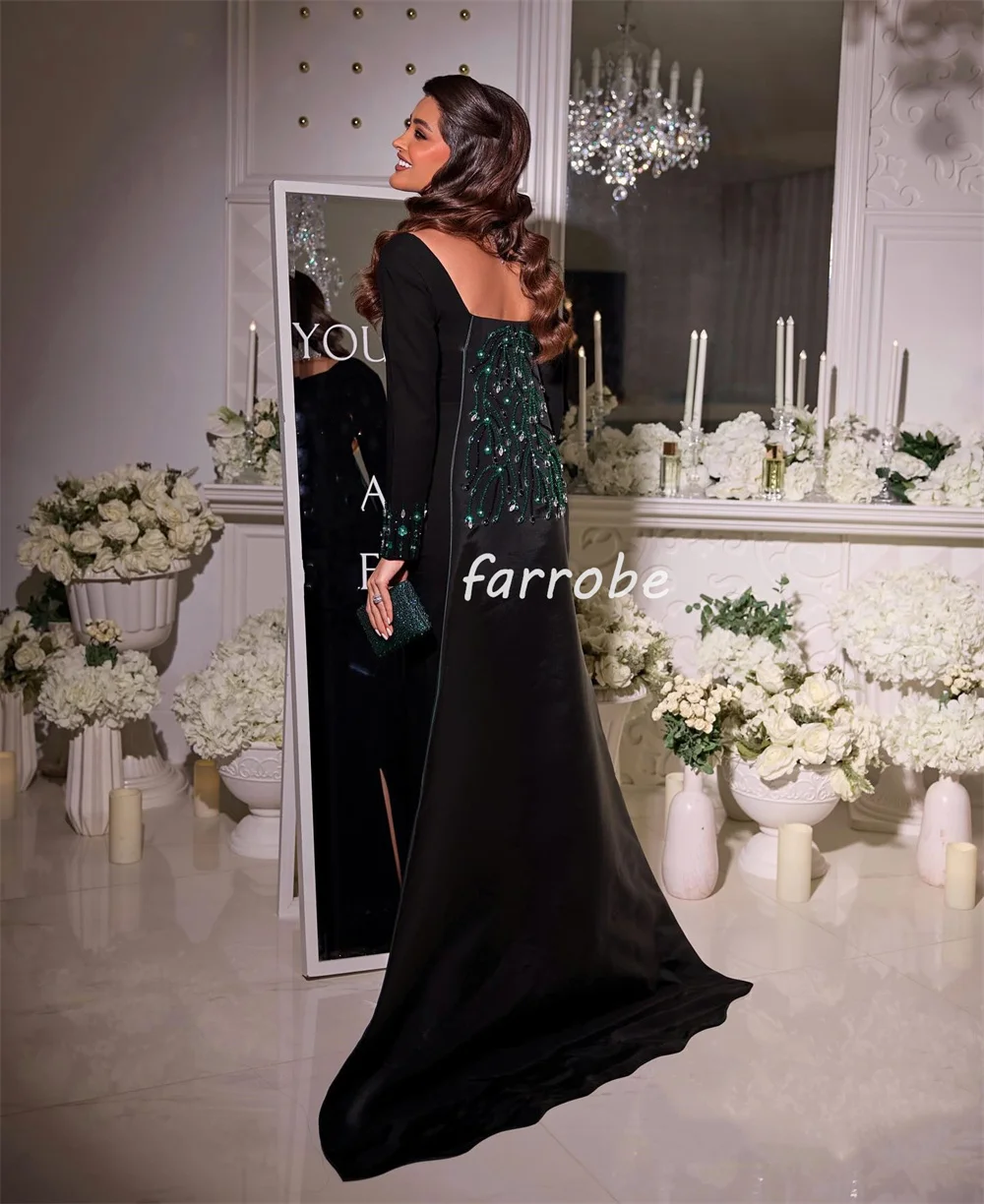 Customized Exquisite Matching Jersey Beading Sequined Pleat Straight V-neck Midi Dresses Bespoke Occasion Dresses Fashion Formal