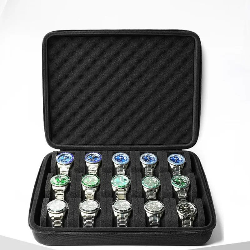 Portable Watch Storage Case 1‑15 Slots EVA Hard Shell Shockproof Watch Organizer Travel Jewelry Display Box for Home and Travel