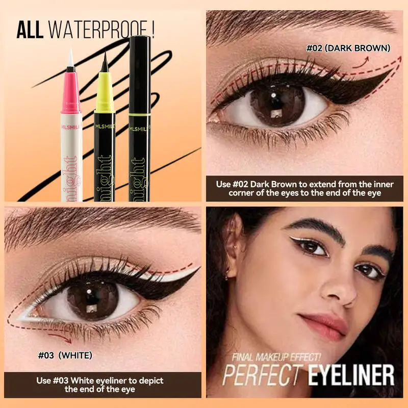 MLSMILE Set di colori Penna per eyeliner liquido a prova di sbavature ad asciugatura rapida impermeabile 2025 nuovo