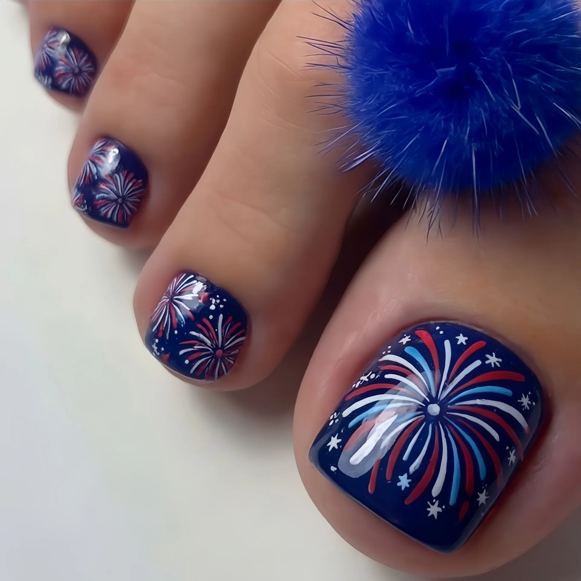 

sapphire blue background fireworks radiation pattern wearing armor, European and American fashion wearing nail and foot armor