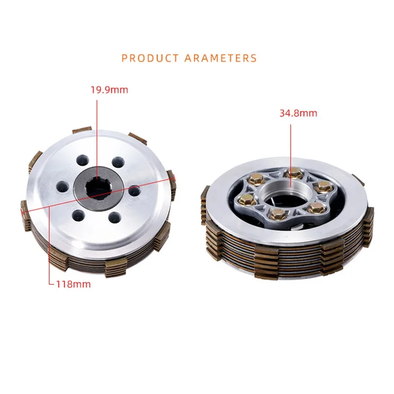 Motorcycle 6 Column Enhanced Friction Disc Center Outer Clutch Assy FT/CG150/CG200 tricycle large hole clutch core accessories