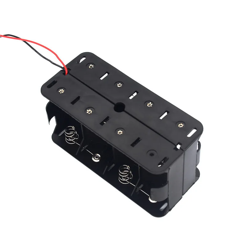 12V 8 Slot D Size DIY Battery Holder Storage Case Box Back To Back Container with Black Red Wire Leads for 1.5V D Cell Batteries