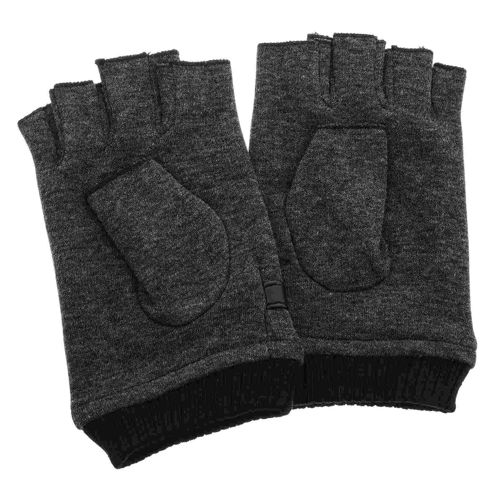 

Thermal Half Finger Gloves Biking Keep Warm No Fleece Driving Winter Student Touch