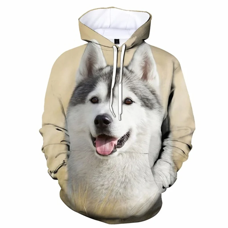 Siberian Husky Hoodies Cute Dog Casual 3D Printed Men Women Streetwear Hoodies Autumn Long Sleeve Sweatshirts Children Coat