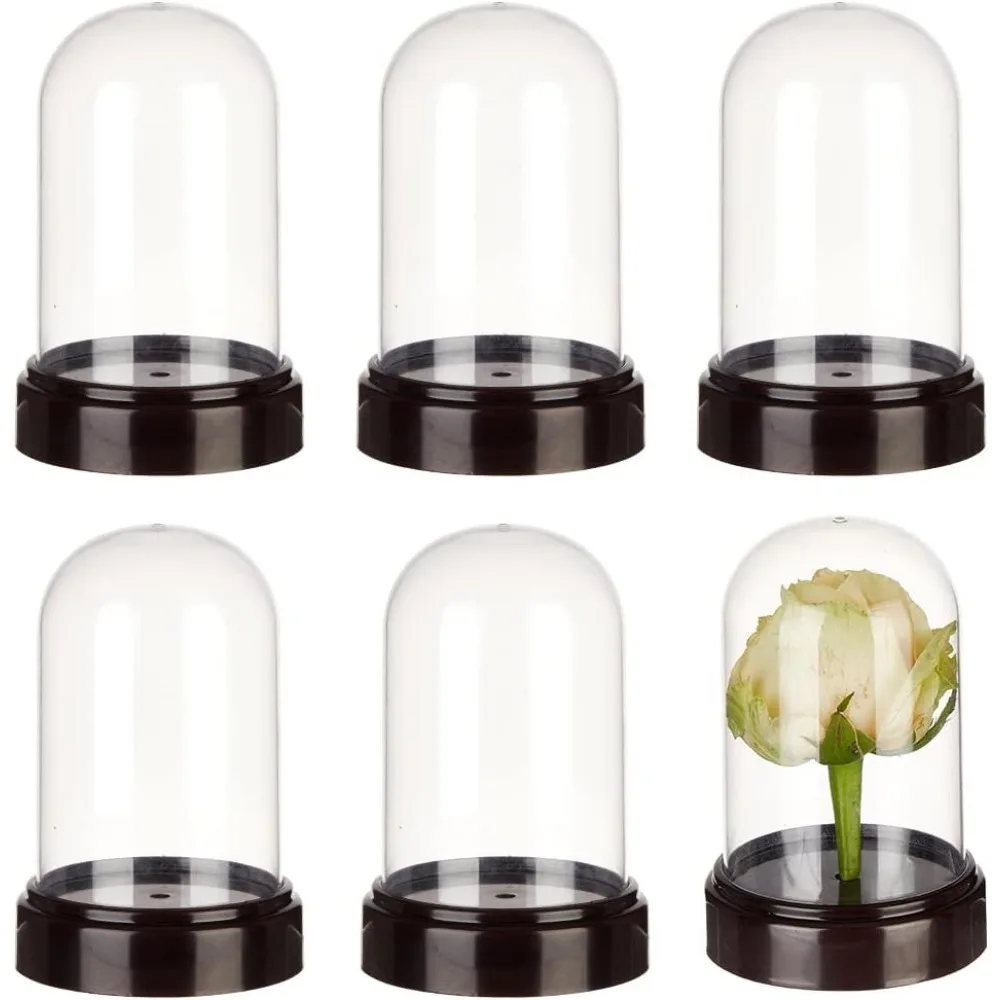 

6 Sets Plastic Dome Cover, 2.77×4.2" in Diameter Plastic Display ClocheMini Clear with Plastic Base