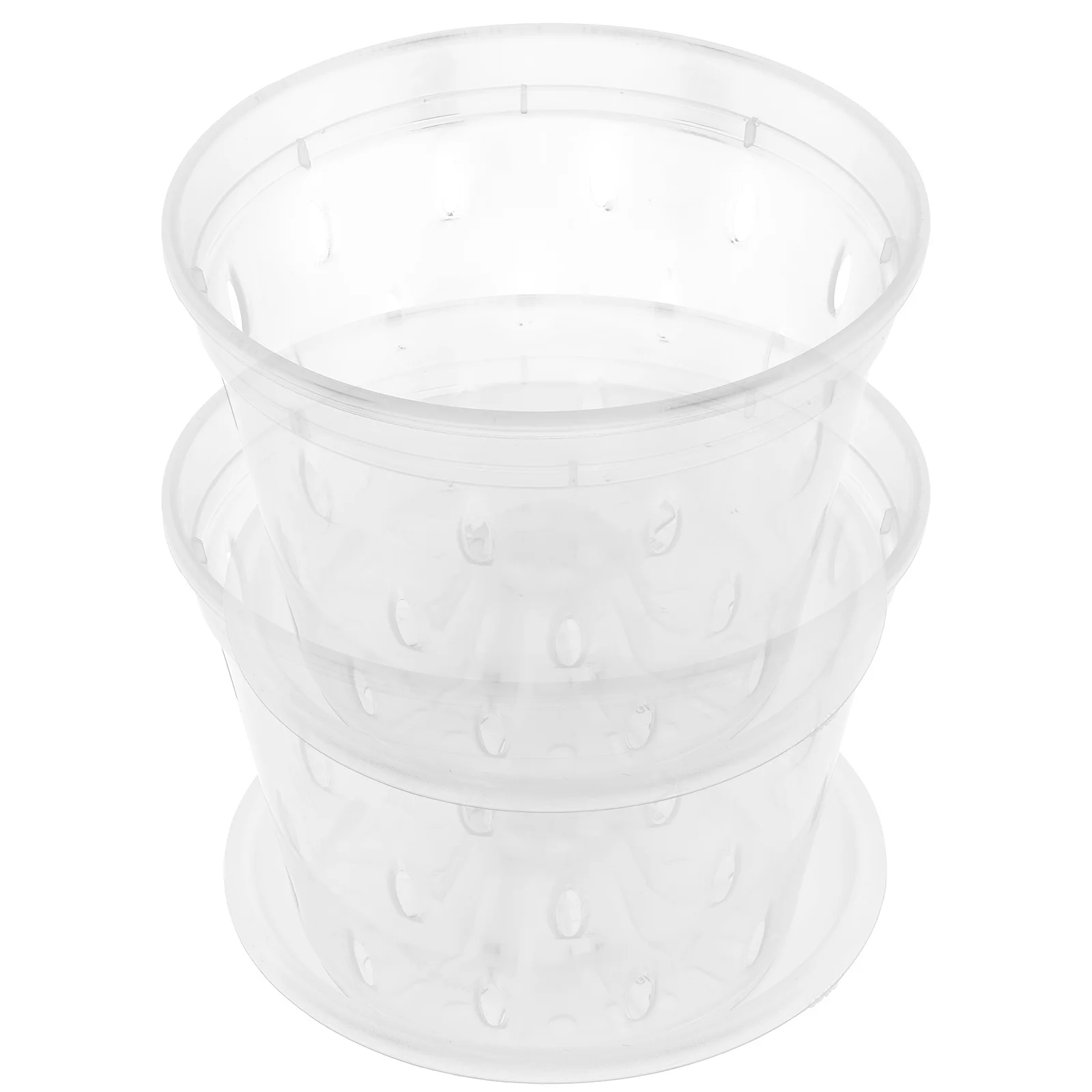 

2 Sets Orchid Pots with Drainage Holes and Saucers Plastic Plant Pots Breathable Slotted Orchid Planters for Indoor Garden