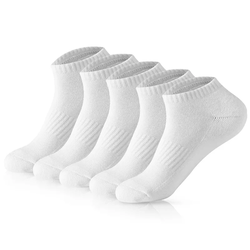 5 Pairs Men Ankle Sports Socks Summer Black White Breathable Low Cut Socks No Show Cotton Soft Athletic Casual Short Socks