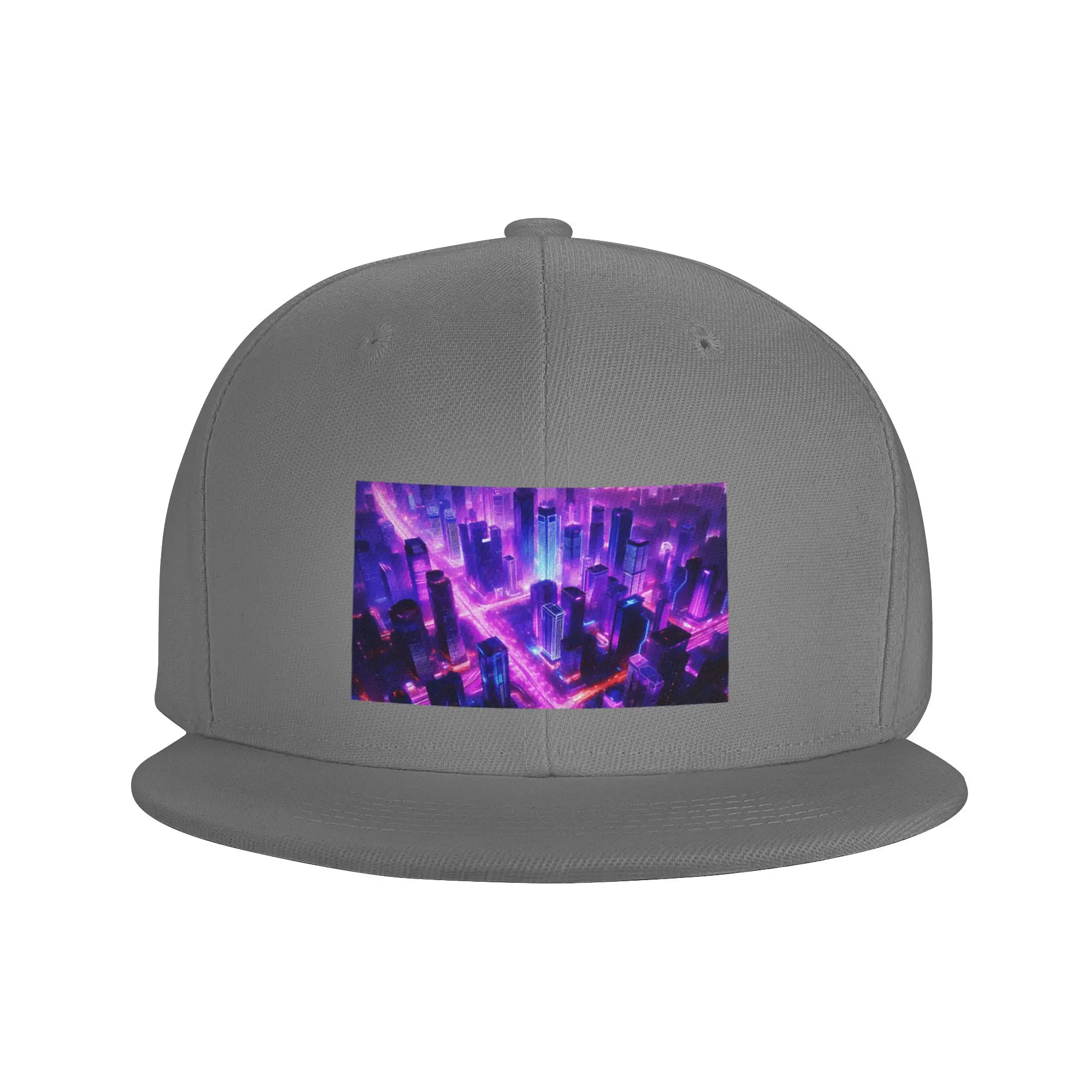 Fashion utopy Big fantasy purple-blue hue city from bird-eye view Flat Brim Sun Hat  Denim Flat-Brim Hat Women's Sun Hat