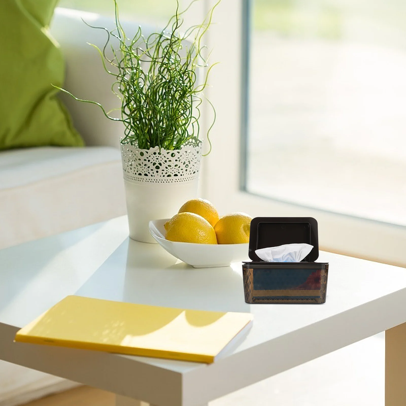 

1pc Portable Tissue Box Ps Waterproof Rotating Lid Non-Slip Wet Tissue Storage Case For Bathroom Bedroom Car Organizer