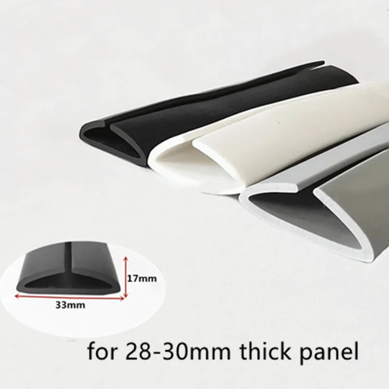 

Rubber U Sealing Strip 17x33mm 28-30mm thick Glass Metal Car Wood Panel Board Flat Edge Encloser Shield White Gray Black