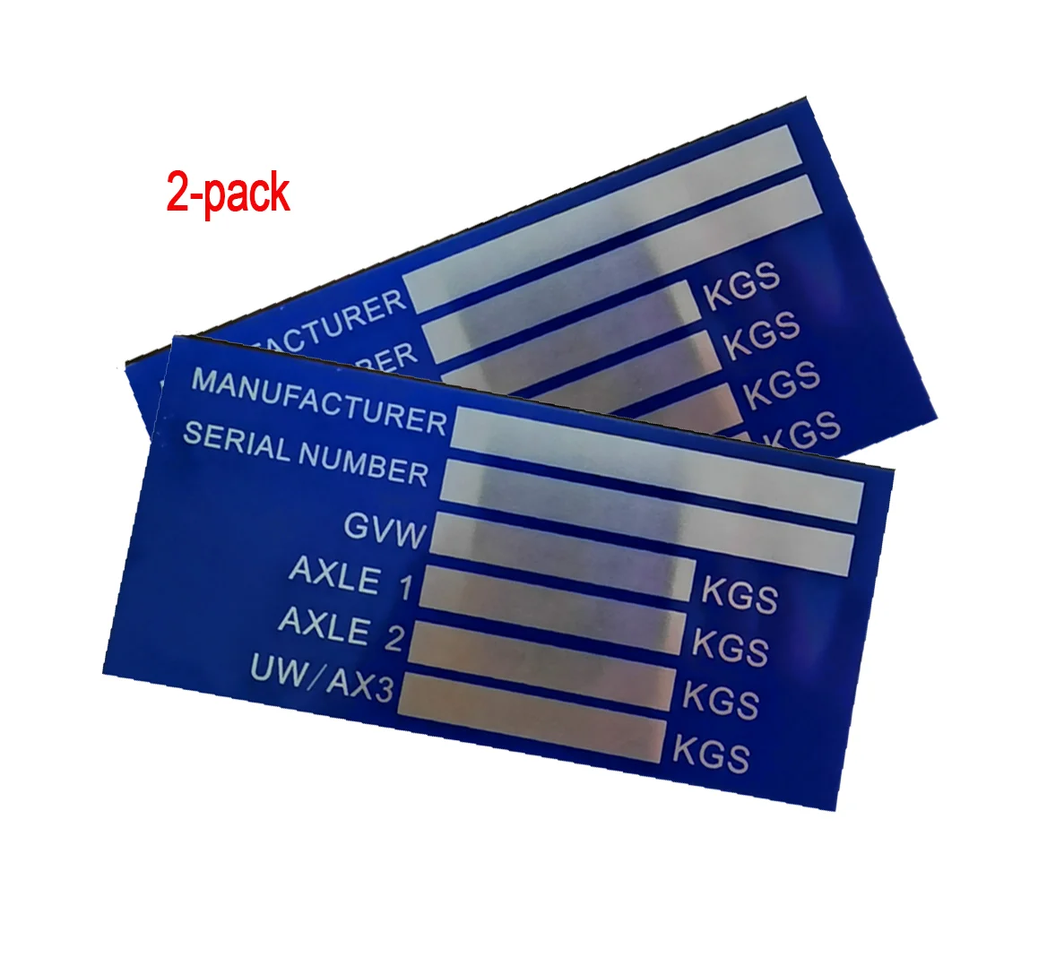 2-PACK VEHICLE TRUCK BOAT Trailer Blank VIN & Weight AXLE Chassis Plate 140mm x65mm Identification Number