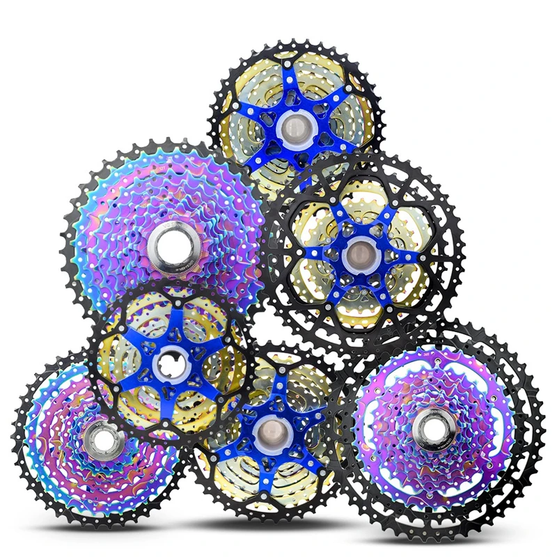 Mountain Bike Colorful Cassette 8/9/10/11/12 Speed MTB Freewheel 40T/42T/50T Bicycle Sprocket K7 Rainbow Compatible SHIMANO SRAM