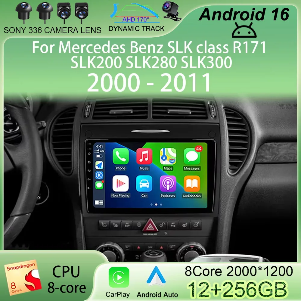 Android 16 Car Radio For Mercedes Benz SLK class R171 SLK200 SLK280 SLK300 2000-2011 GPS Navigation Multimedia Player Stereo DSP