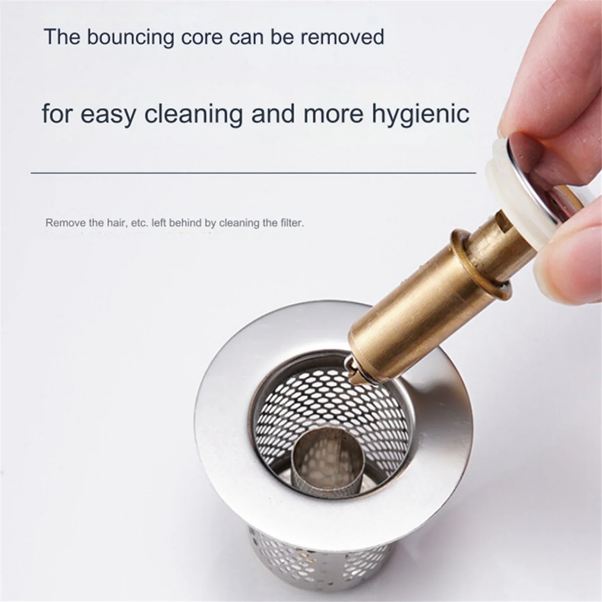 

N37R_Bathroom Sink Stopper for 1.3-2.1Inch,With Filter Basket Hair Catcher