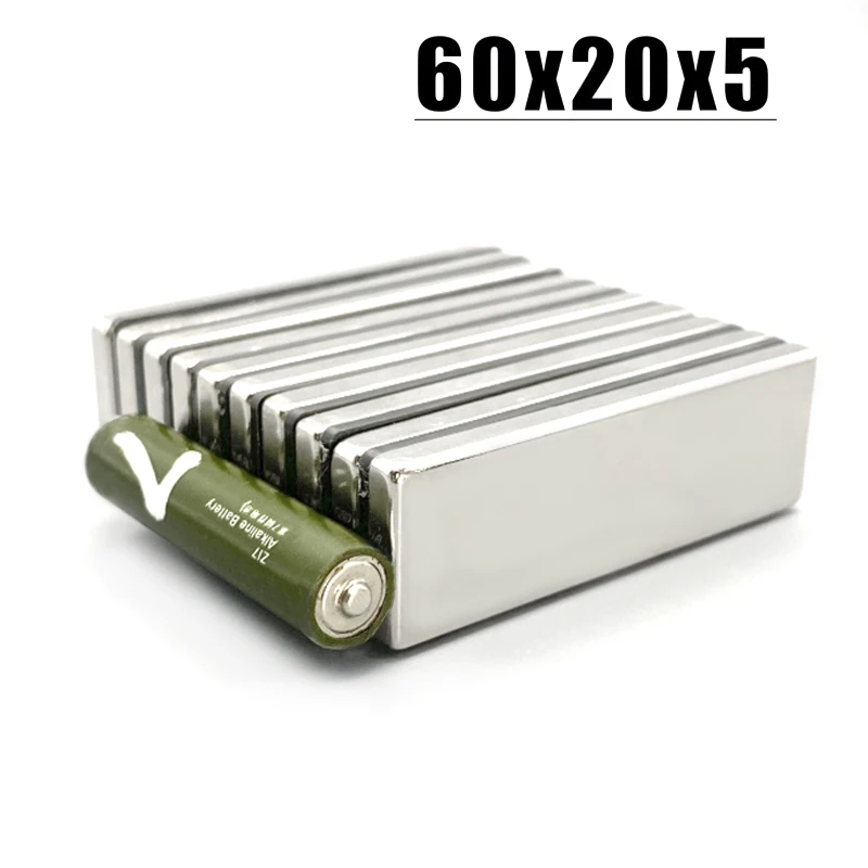 1/2/5/10Pcs 60x20x5mm Neodymium Magnet 60mm x 20mm x 5mm N35 NdFeB Block Super Powerful Permanent Magnetic Imanes 60*20*5