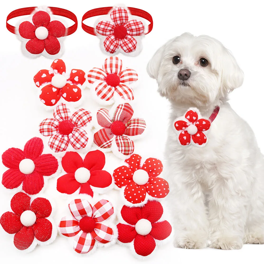 50pcs New Year Dog Bowties Removable Dog Bow Tie For Collar Fashion Small Dog Cat Bow Tie Collar Accessories For Dogs Grooming