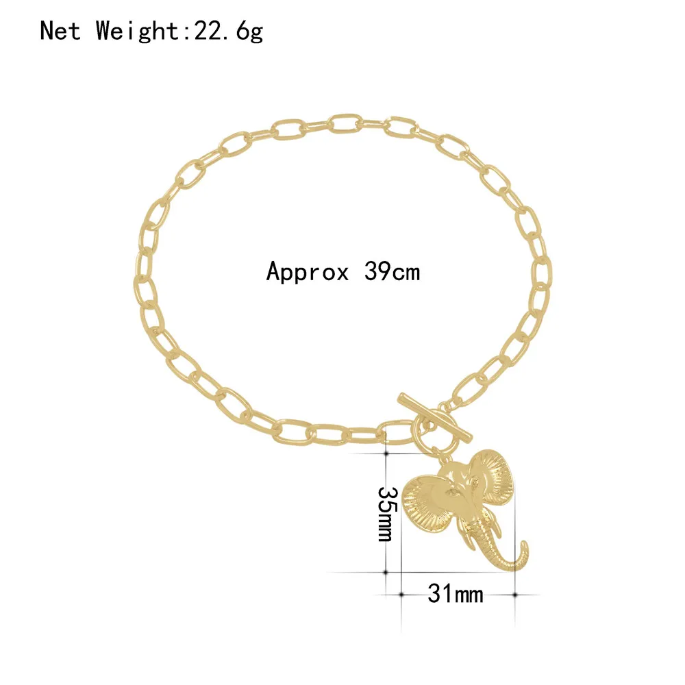 قلادة ذهبية على شكل فيل للنساء ، قلادة عصرية على شكل فيل #6