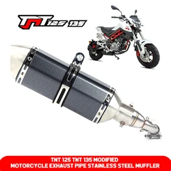 Motorcycle Exhaust For Benelli Tnt 125 Tnt 135 Modified Motorcycle Exhaust Pipe Stainless Steel Muffler