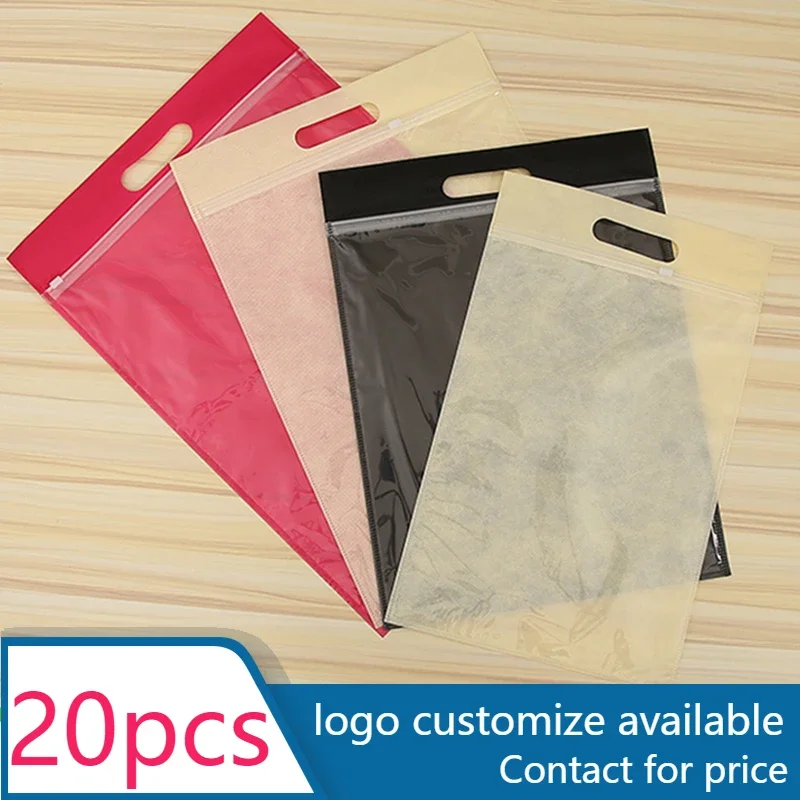 

20 Non Woven Fabric zip-lock self close Shopping Bags Wholesale Custom Logo Imprint Eco Recyclable