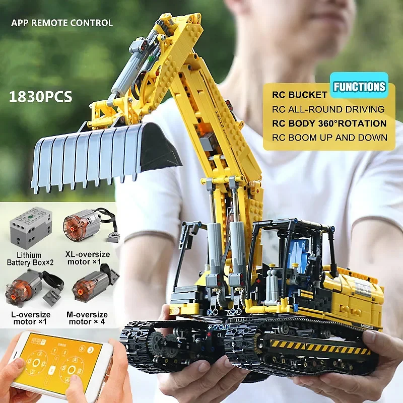 MOULD KING 13112 MOC Technical RC Motorized Excavator Truck Building Blocks Bricks Puzzle Educationa Toy Christmas Gift For Kids