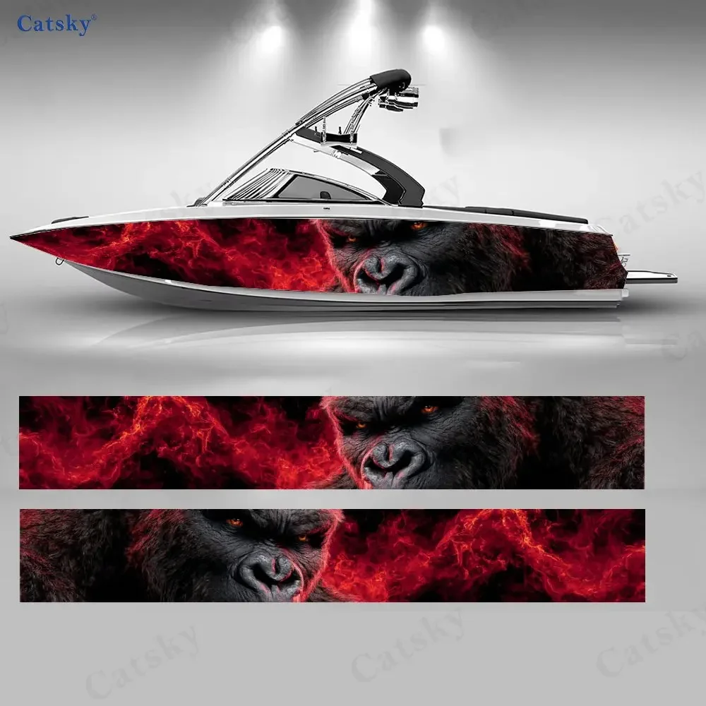 2 pegatinas de PVC impermeables y duraderas con diseño de gorila de llama para embarcaciones de pesca, diseño elegante y duradero