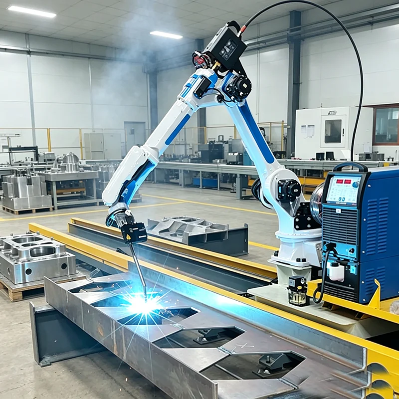Robotic Welding Cell With Vision Tracking 6 Axis MIG Welding Robot Arm Complete Welding Station