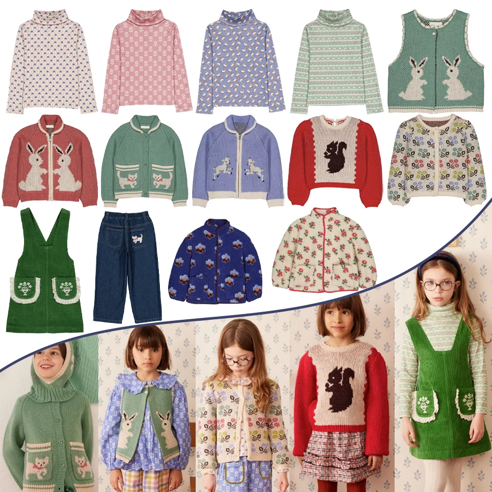 2026 HE NEW Autumn Winter Baby Girls Knitwear Kids Lambswool Coats Cartoon Girl Cardigan Sweater Child Bottoming Shirts Clothes