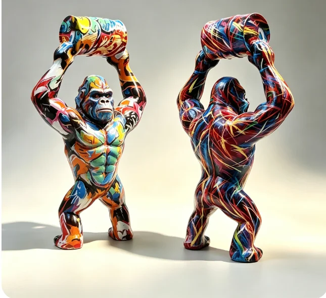 Creative Graffiti Home Interior Decoration, Theme Party Decoration, Colorful Gorilla Resin Sculpture Art Accessories
