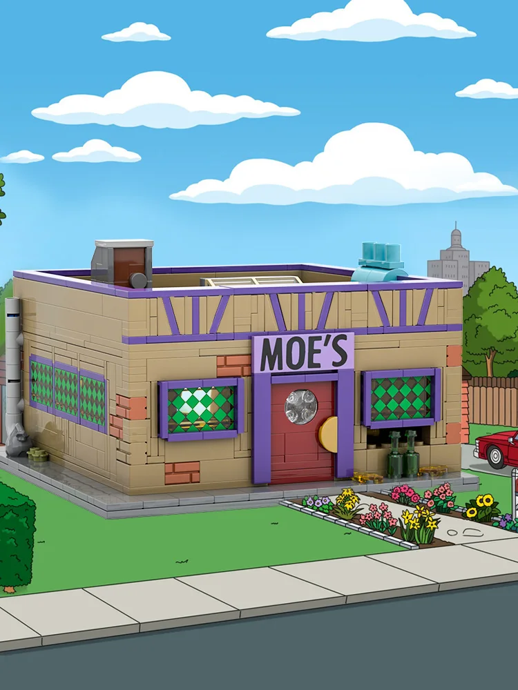 Gobricks MOC Simpsoned Modulaire Moe's Tavern Bouwstenen Springfield's Locatie Modulaire Moe's Tavern Bar Bricks Model Speelgoed Gift - afbeelding 2