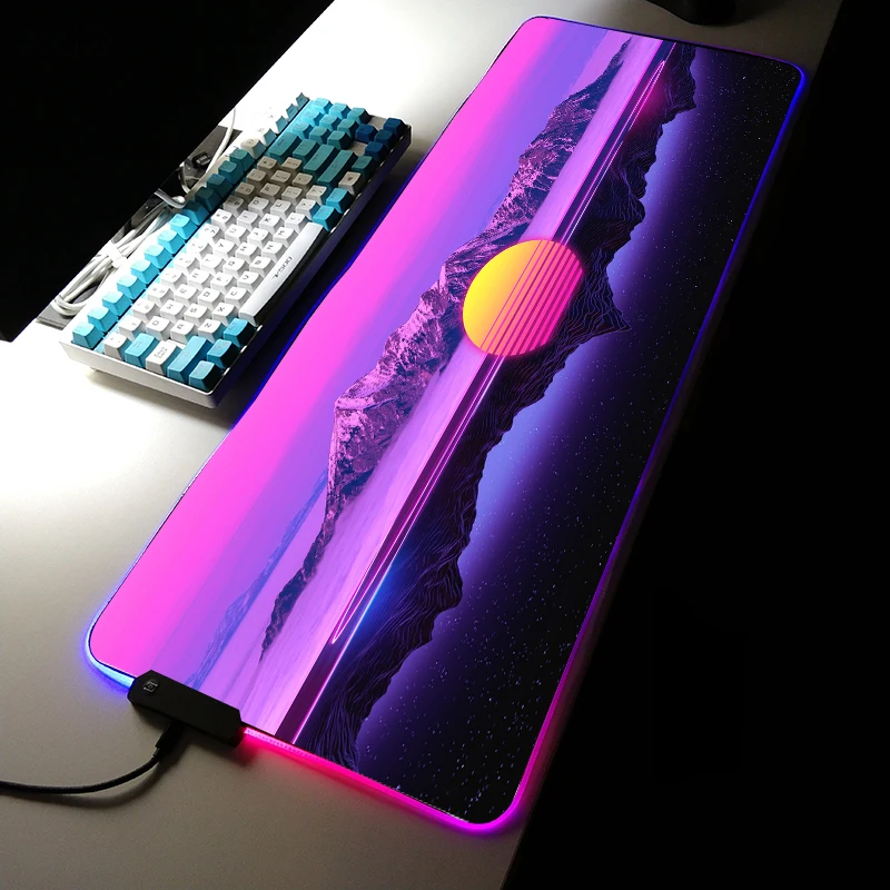 

Retrowave Car Night Scenery Palm Trees Desktop Office Accessories Play Mats Rgb Cool Mat Hot Pad Pc Gamer Complete Keyboard