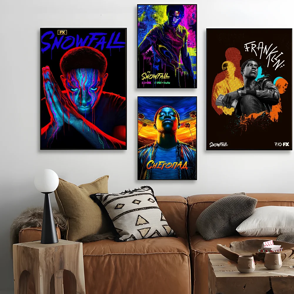 ورقة بيضاء ملصق التلفزيون تساقط الثلوج ، ملصق جودة عالية ، لوحة فنية جدارية ، ديكور غرفة الدراسة