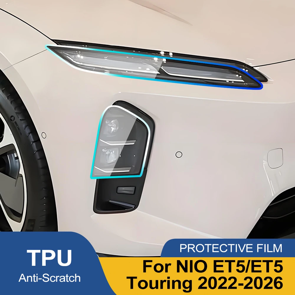 

Anti-Scratch TPU PPF Headlight Cover for NIO ET5/ET5 Touring 2022-2026 High Gloss Smoke Black Pre-Cut Vinyl Wrap Protection Film