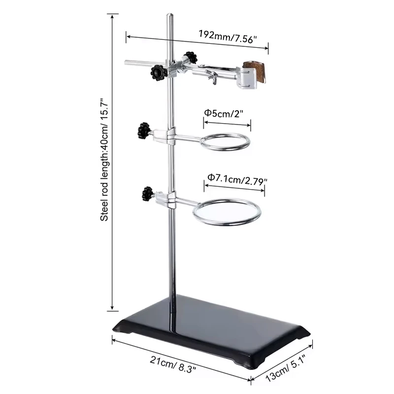 WESTTUNE Laboratory Stand Support Set Steel Lab Stand Set with Cast Iron Base Light Support Stand with Flask Clamp Burette Clamp image 3