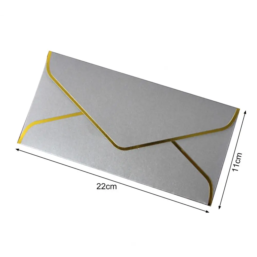 10 Pcs 22*11cm Golden Border Paper Envelope V Flap Office Check Letter Mailing Greeting Graduation Wedding Party Invitation Gift