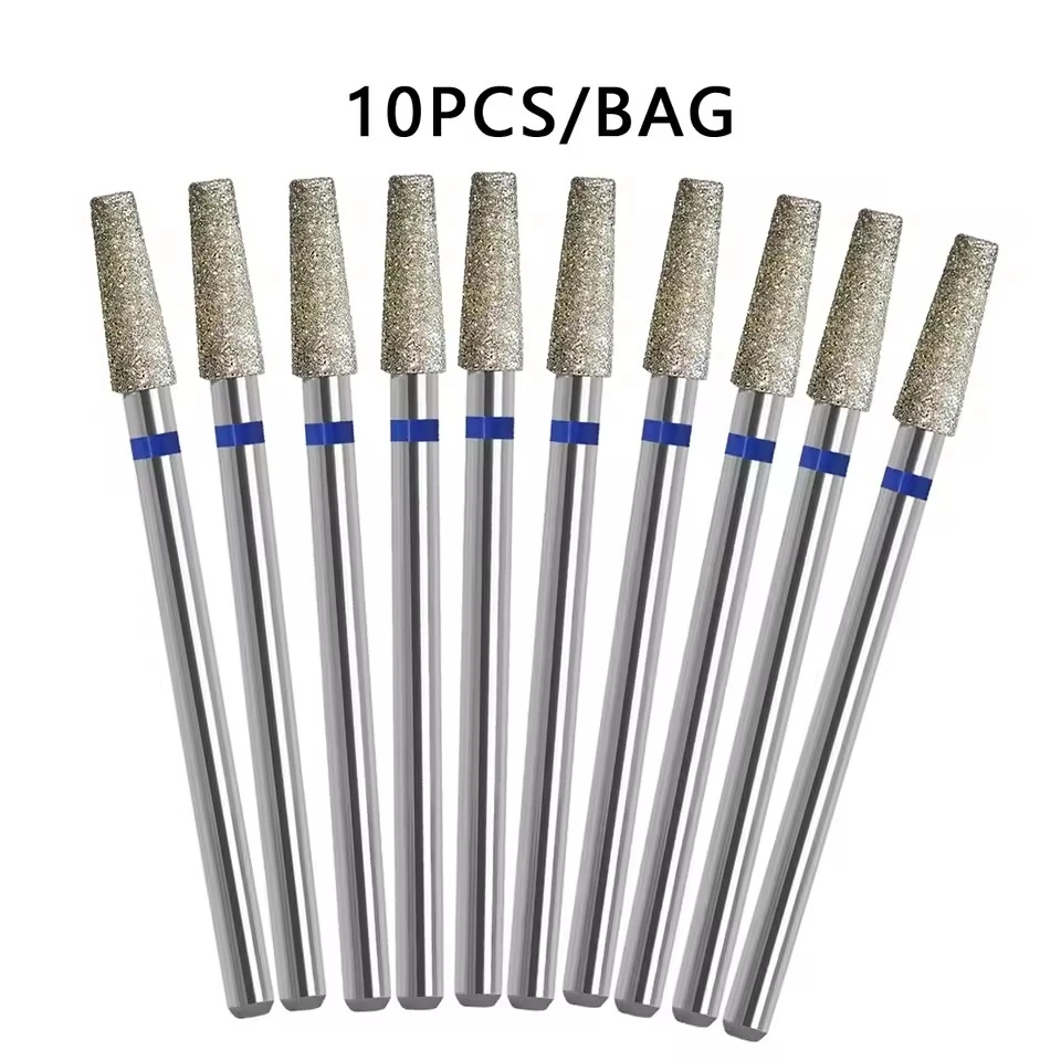 10 قطعة/المجموعة الماس مسمار مثقاب مجموعة مسمار الماس قاطعة المطحنة ل مانيكير 3/32 "دغ ملف الأظافر الكهربائية أداة إزالة الجلد الميت #4