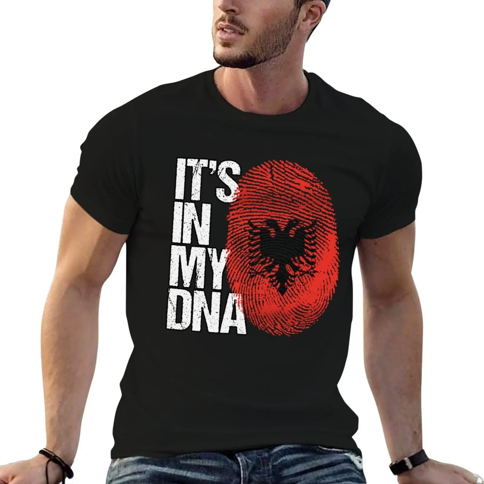 

Albania Its In My DNA - Albania Albanian Flag In Thumbprint , womens mens funny gifts roots flag T-Shirt