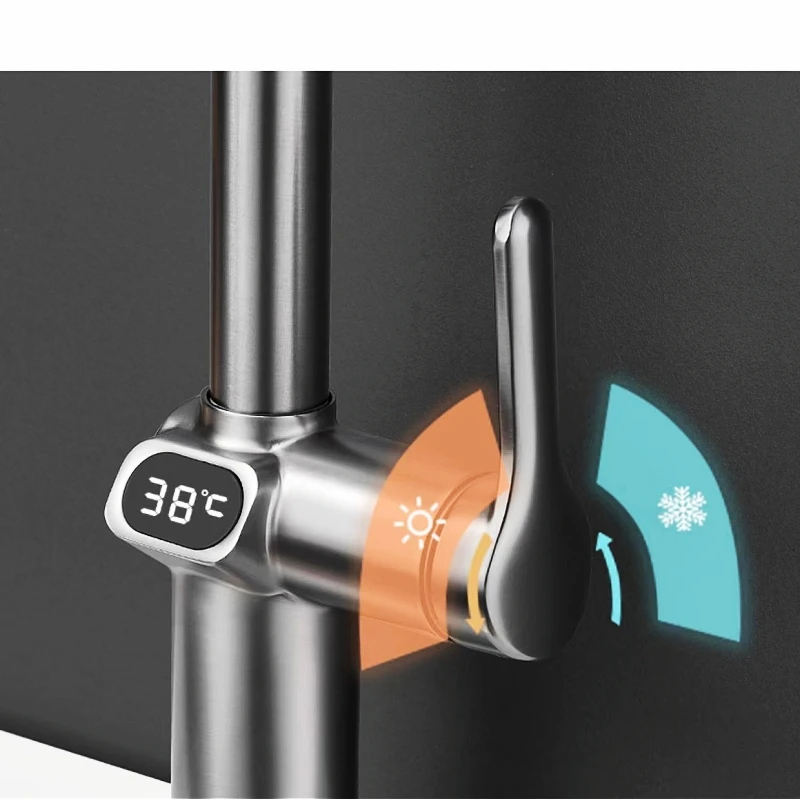 Temperature Digital Display Faucet Kitchen Faucet Single Handle Pull Out Spout Kitchen Sink Mixer Hot And Cold Water Taps