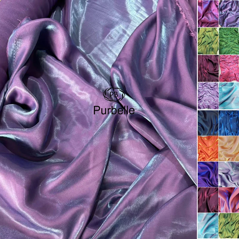 

Purple Blue Iridescent Satin Fabric,Soft and Smooth Well Drap Fabric,Shirt Doll Clothes DIY Dress Fabric Material 150cm Width