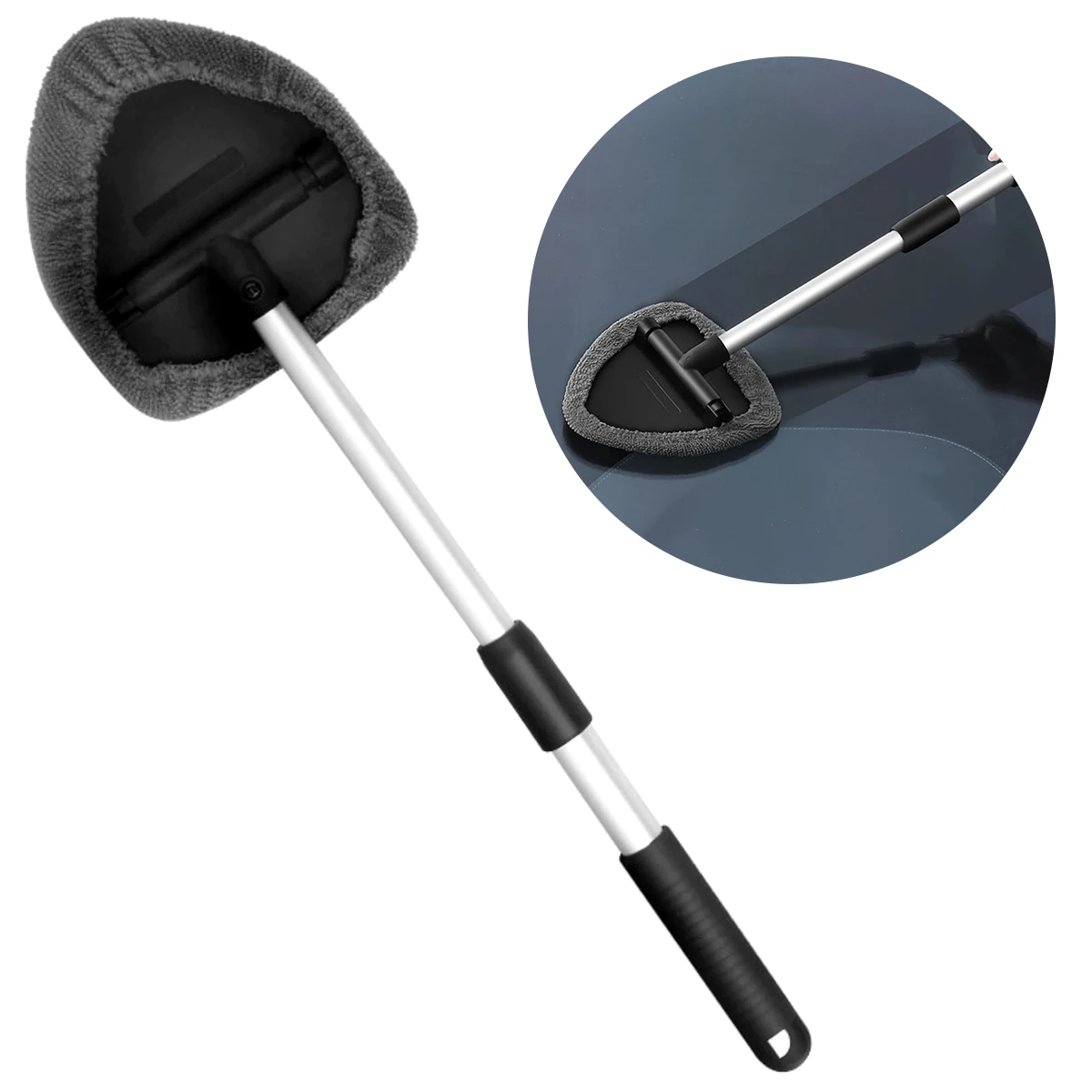 Car Windscreen Cleaner with Telescopic Handle 2 Microfiber Pads Soft Windshield Cleaning Tool for Car Window Cleaner Brush
