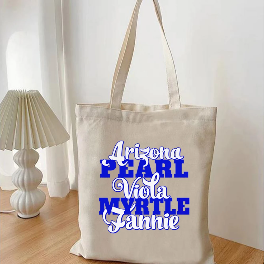 Lifelong Loyalty Zeta Phi Beta For Life Canvas Bag Sorority Life Shopping Bag The Five Pearls Name Women\'s Shoulder Bag