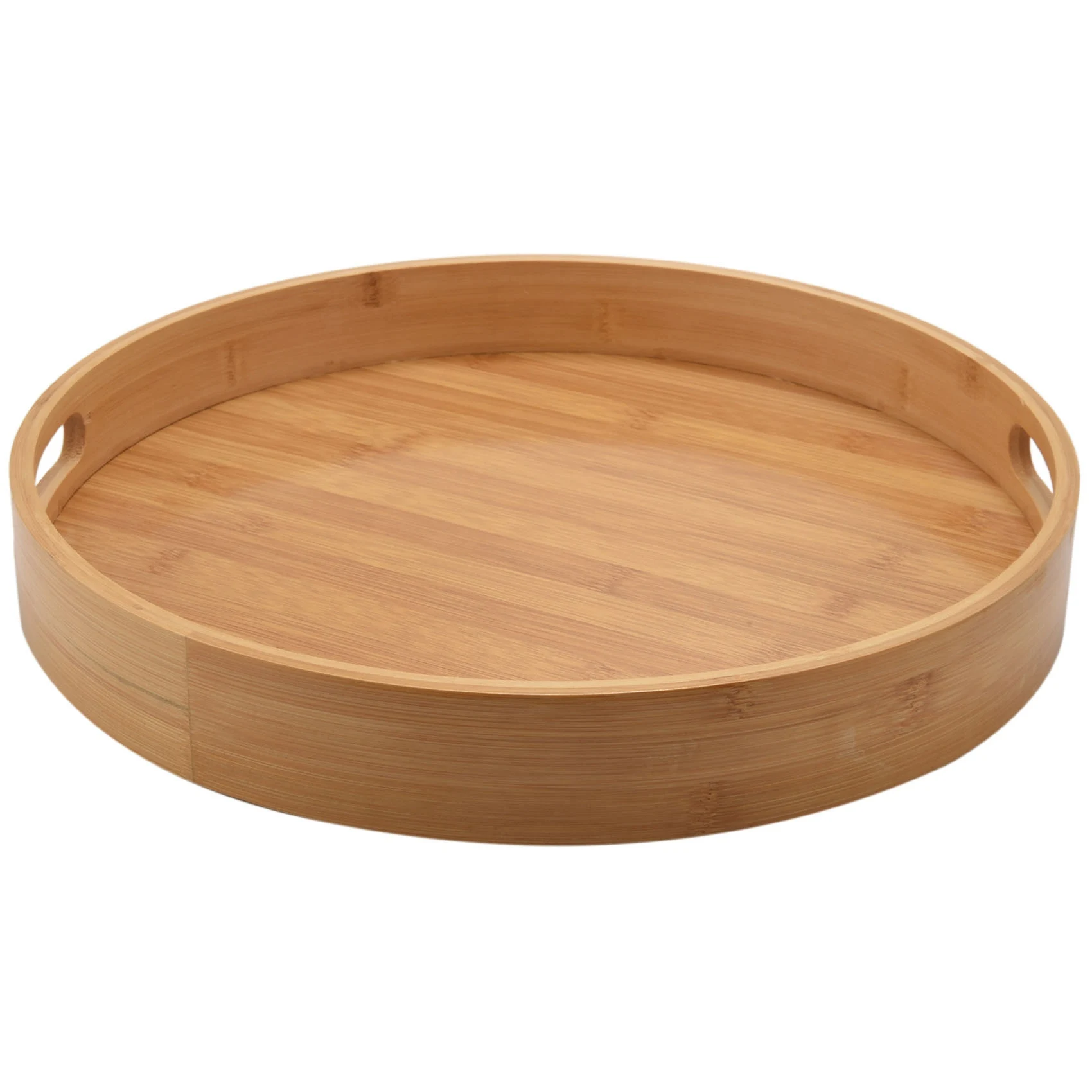 Round Serving Bamboo Wooden Tray for Dinner Trays Tea Bar Breakfast Food Container Handle Storage Tray  3