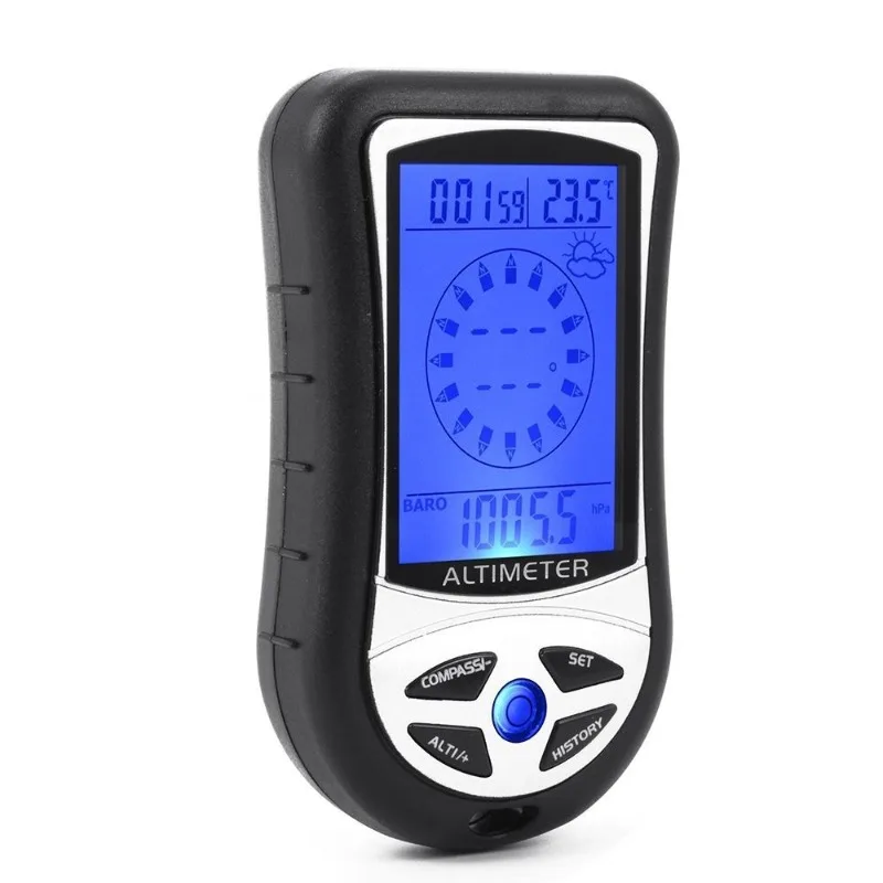 DS302 8-in-1 Handheld Electronic Altimeter, Mountaineering Portable Fishing Barometer Compass Altitude Meter